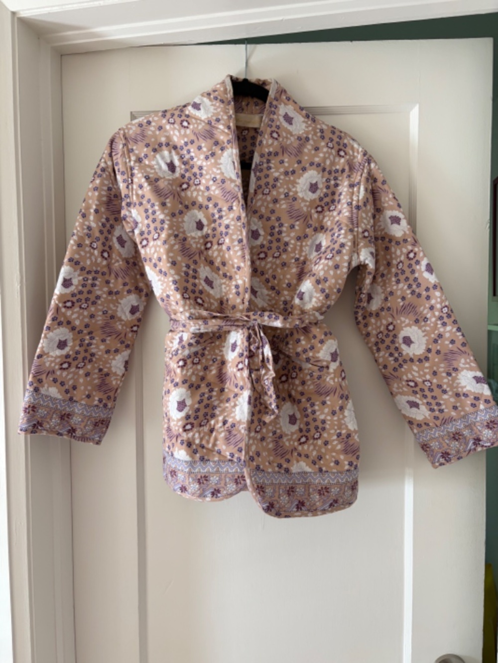 Natalie Martin Quilted Nina Jacket with Sash - Vintage Flowers Amethyst